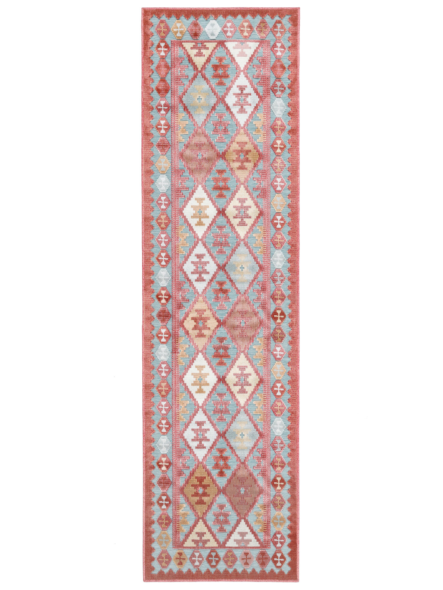 Saga Kilim Matta - Turkos / Flerfärgad 80x300