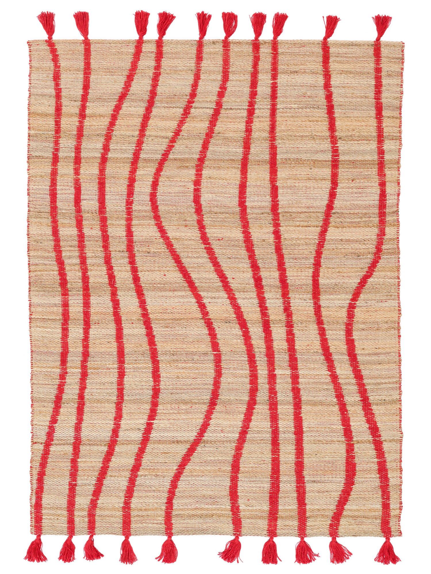 Waves Matta - Beige / Röd 200x300
