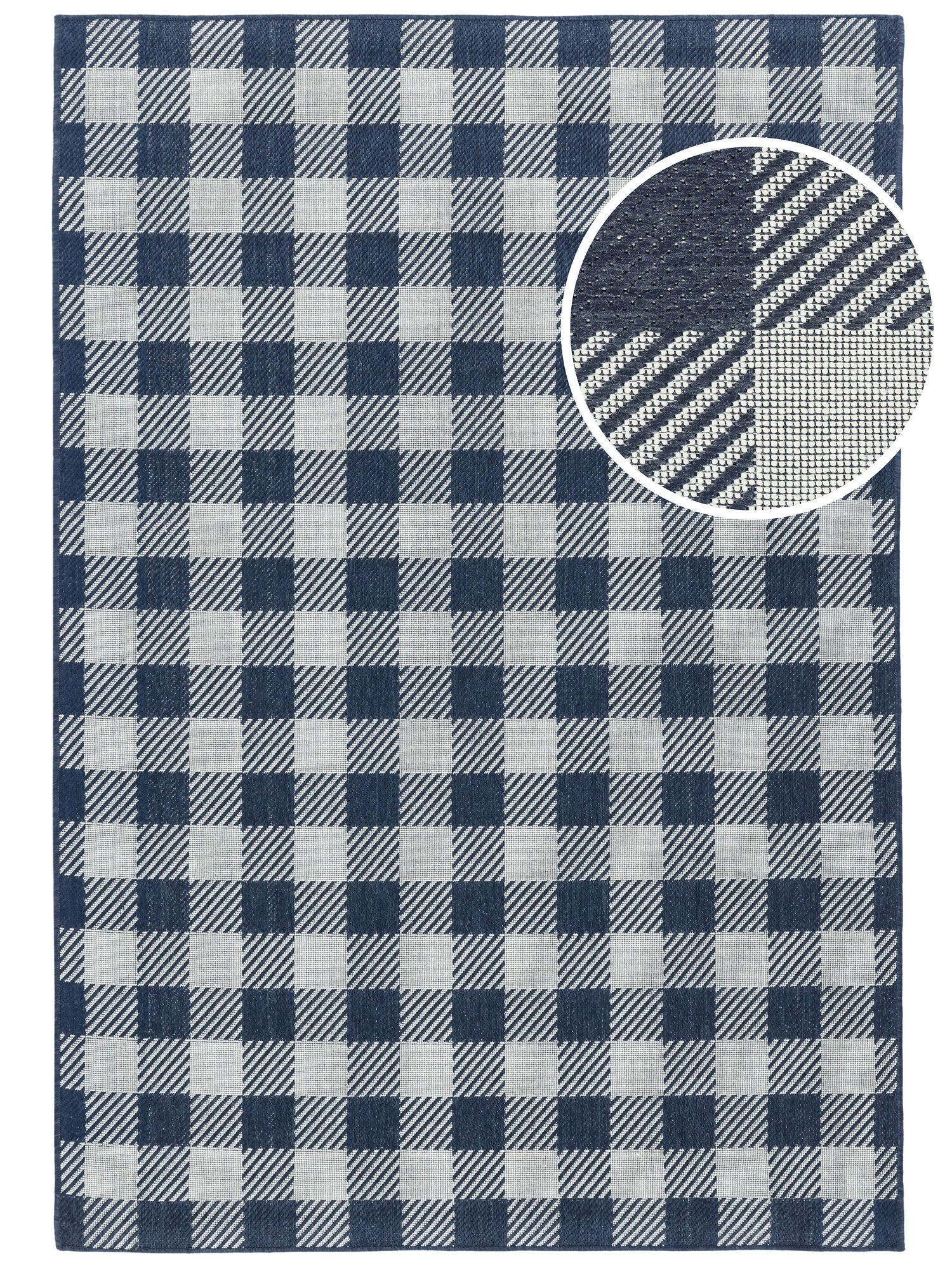 Gingham Matta - Bl&aring; / Vit 140x200
