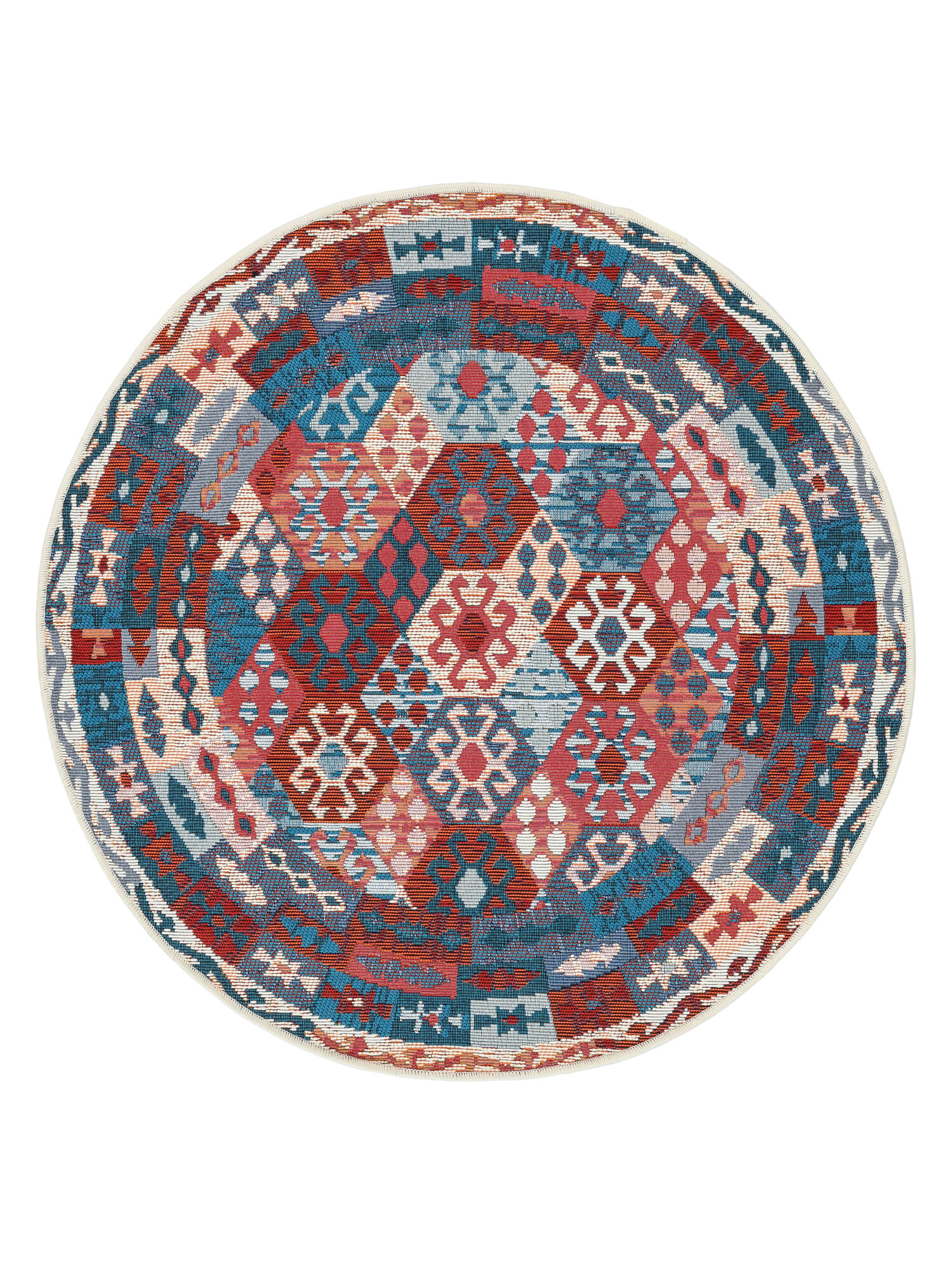 Ruva Kilim Matta - Blå / Röd Ø 100