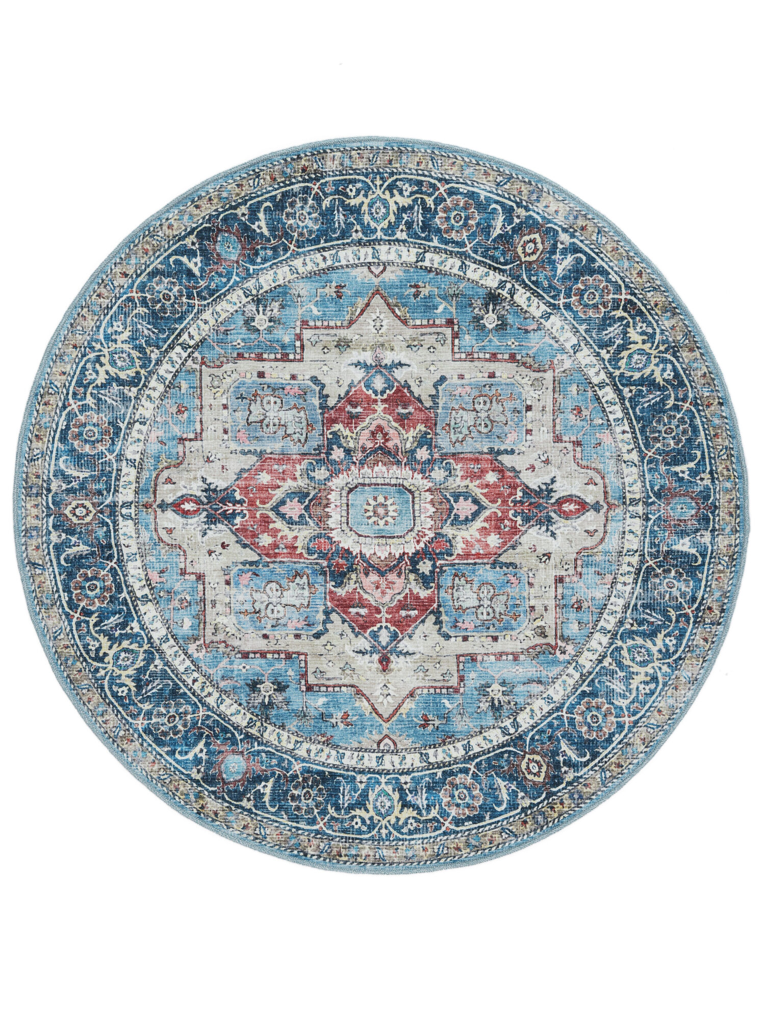 Georgia Oriental Teppich – Blau / Mehrfarbig Ø 160