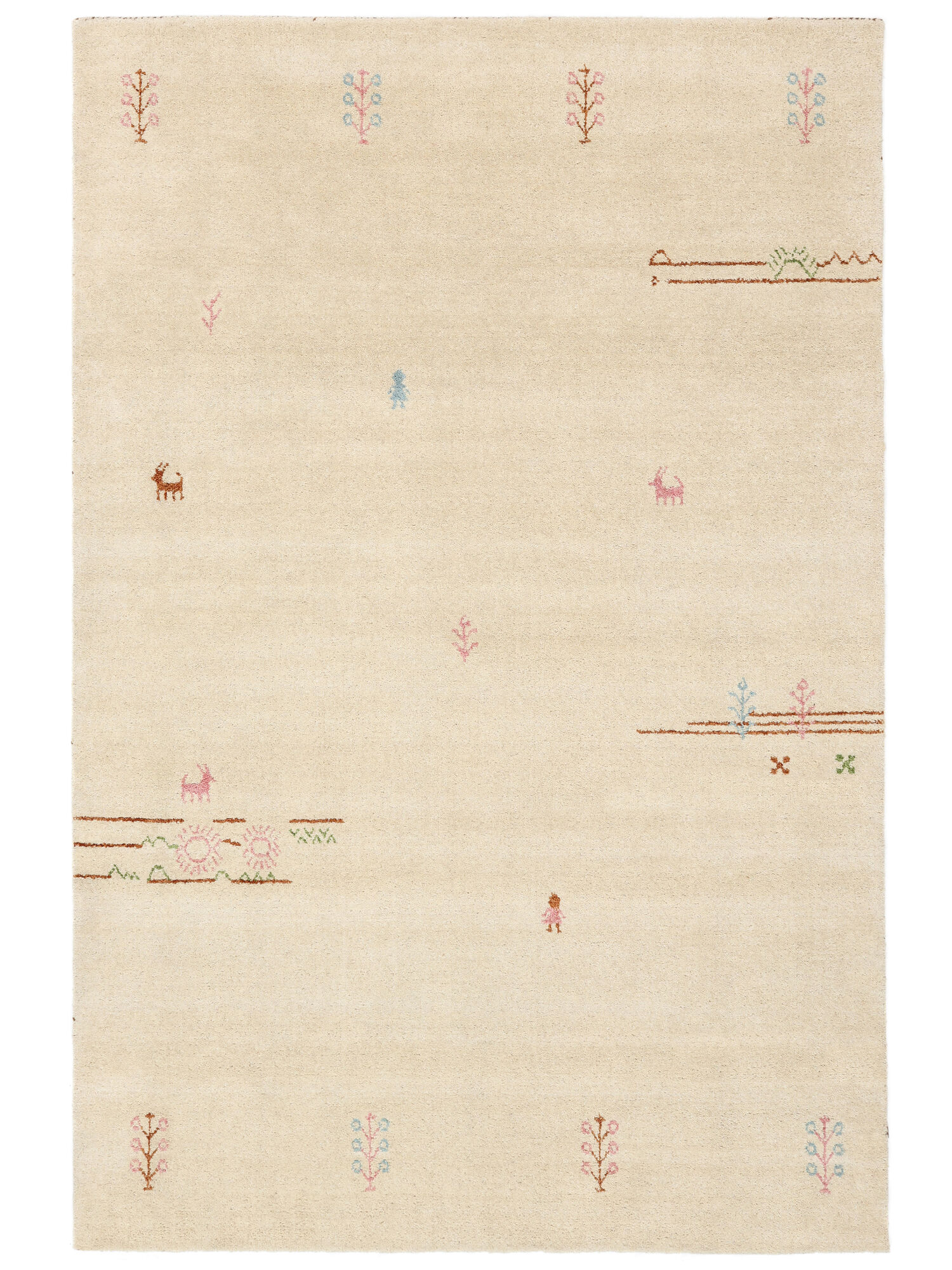 Gabbeh Landscape Matta - Ljusbeige 140x200
