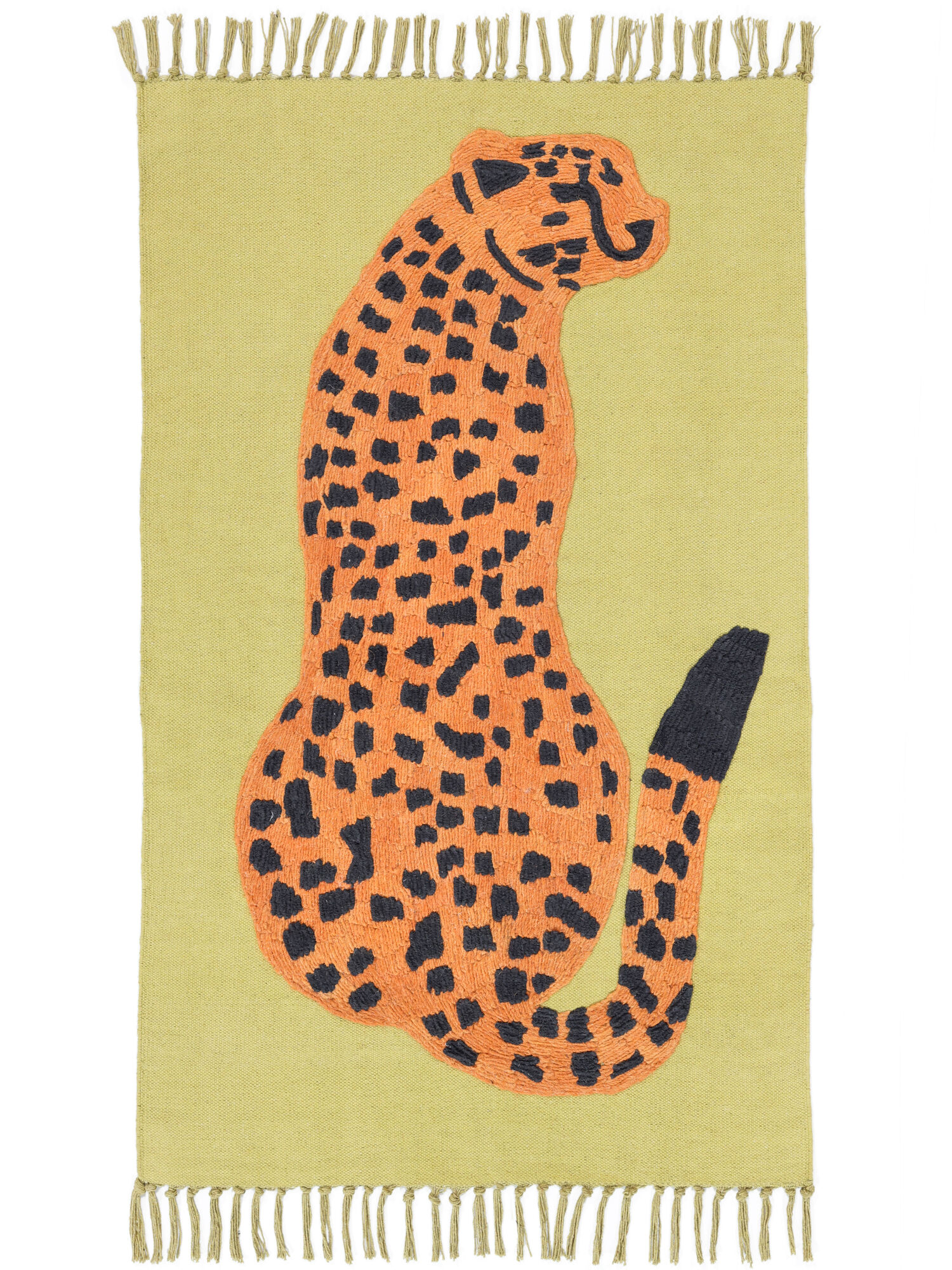 Lenny Leopard Matta - Ljusgrön / Orange 70x100