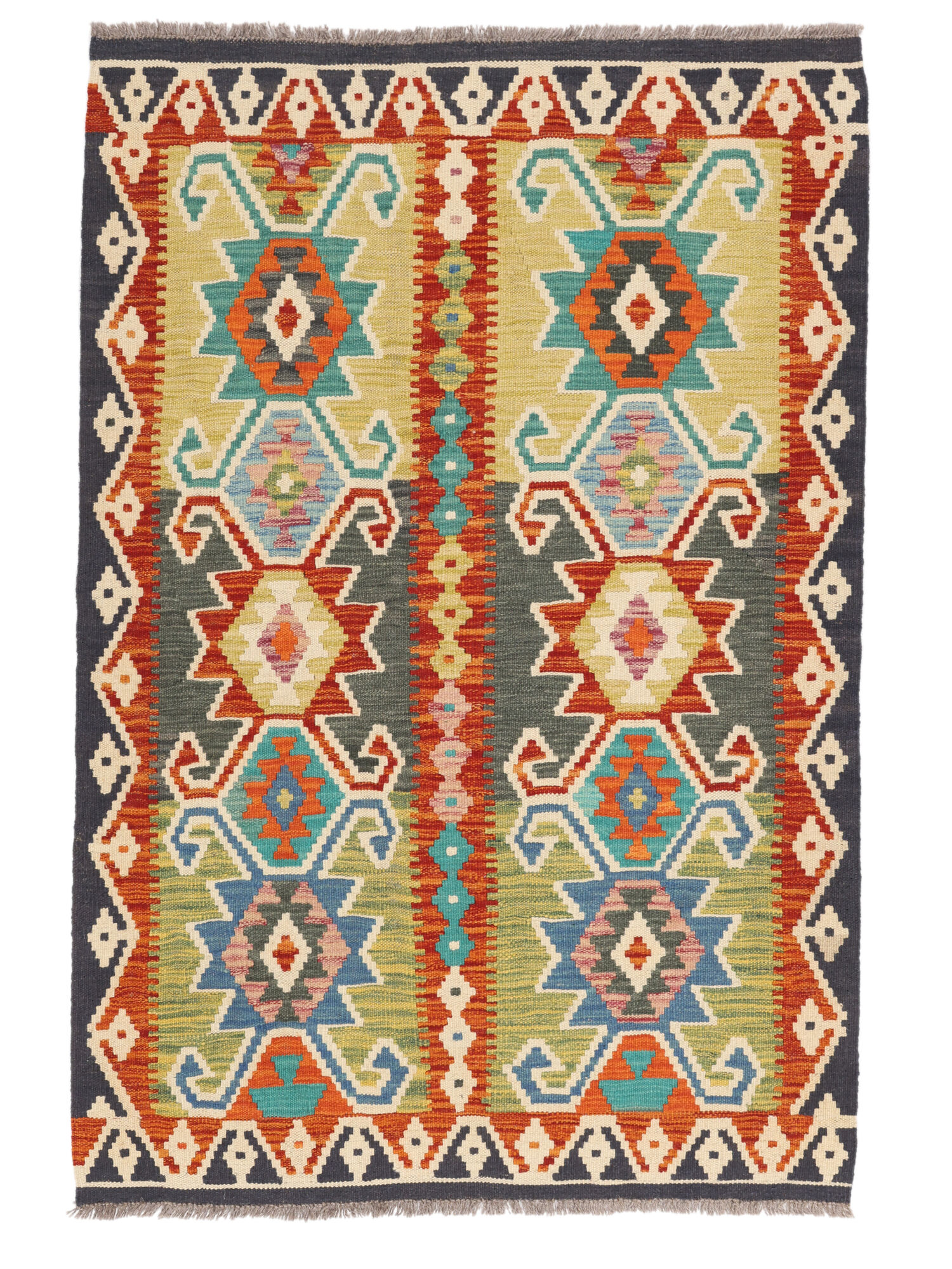 Kelim Afghan Old Stil Teppich 102×151