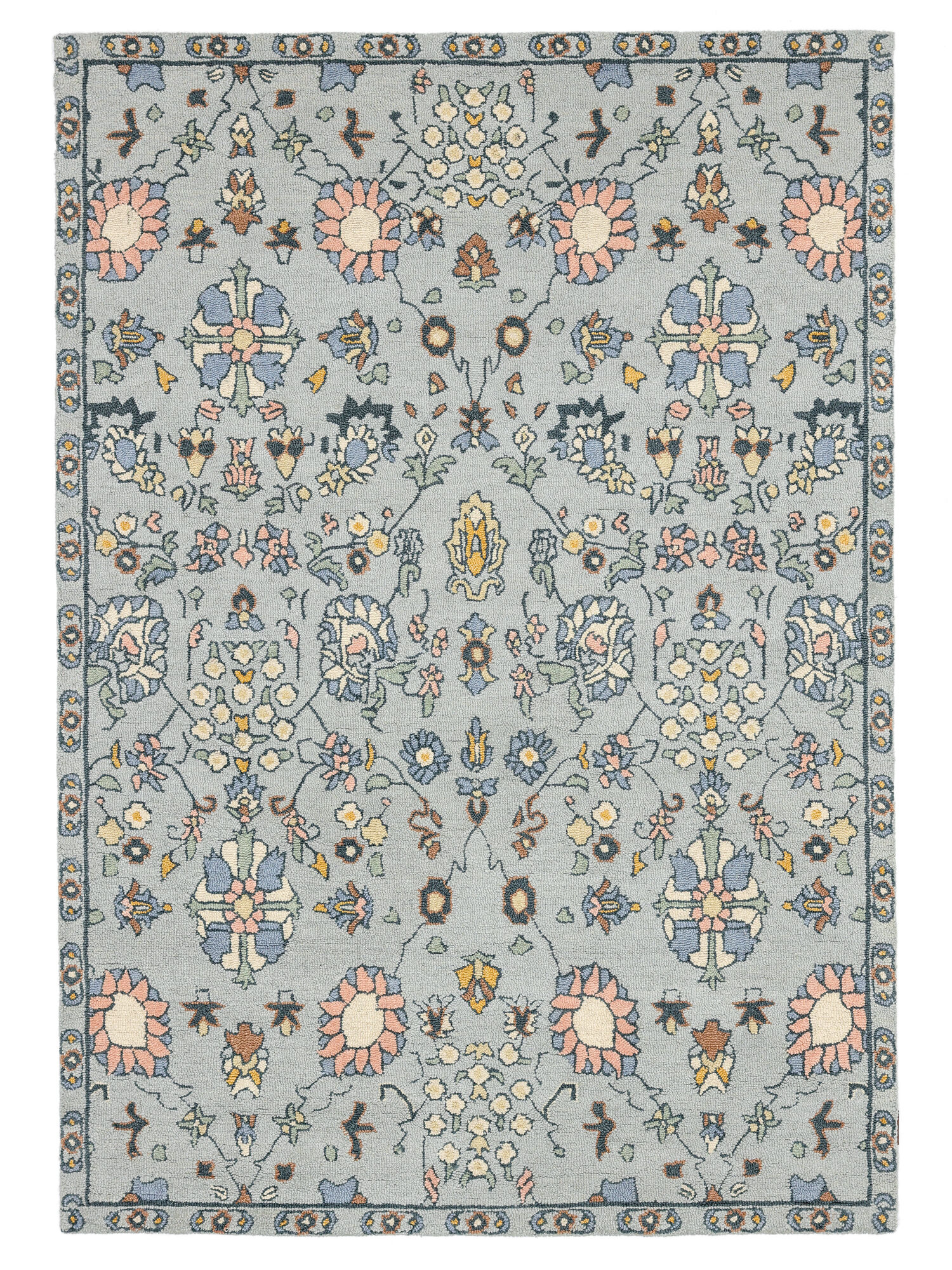 Vintage Poetry Matta - Blå / Flerfärgad 200x300