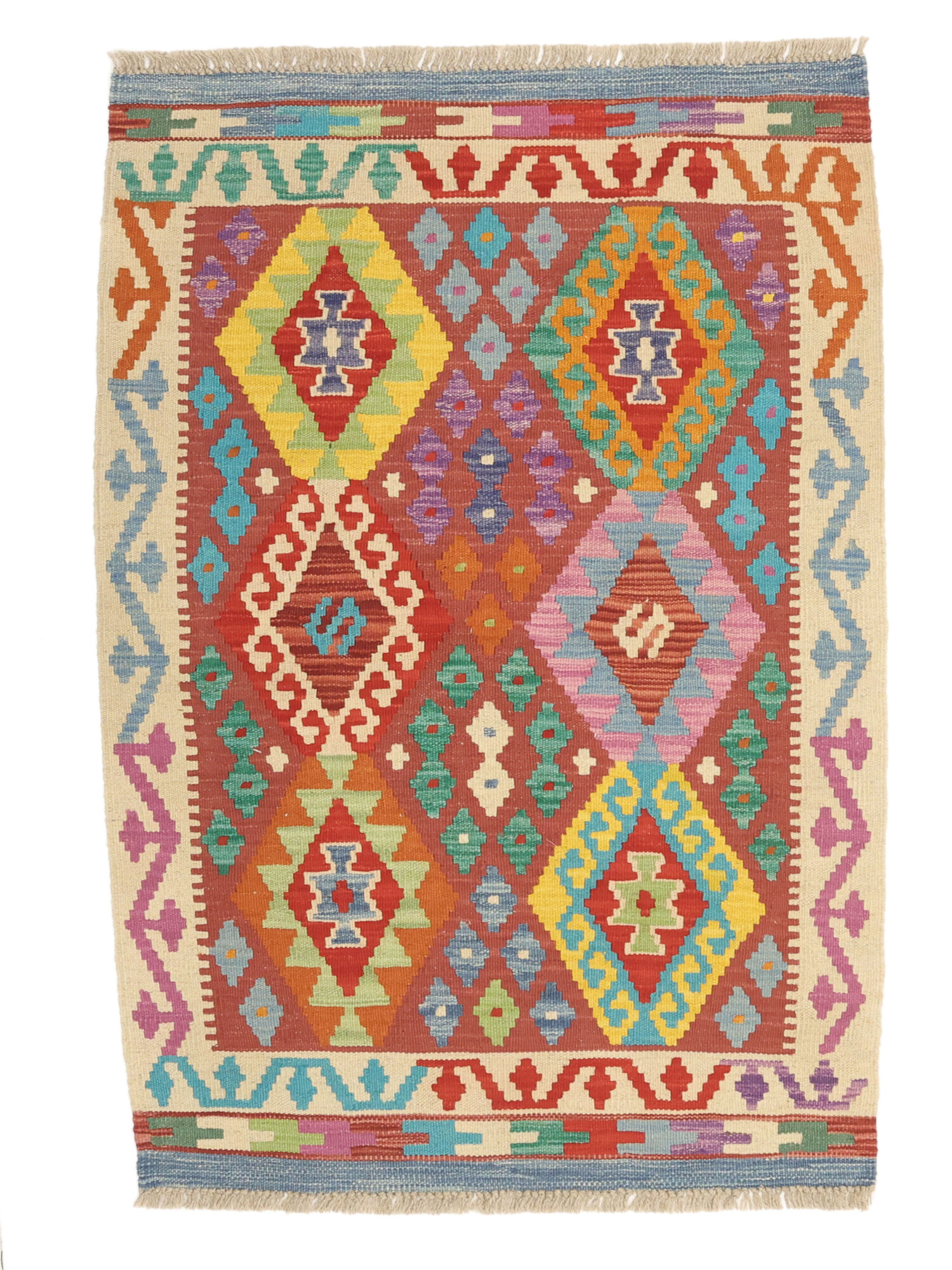 Kelim Afghan Old Stil Teppich 88×125
