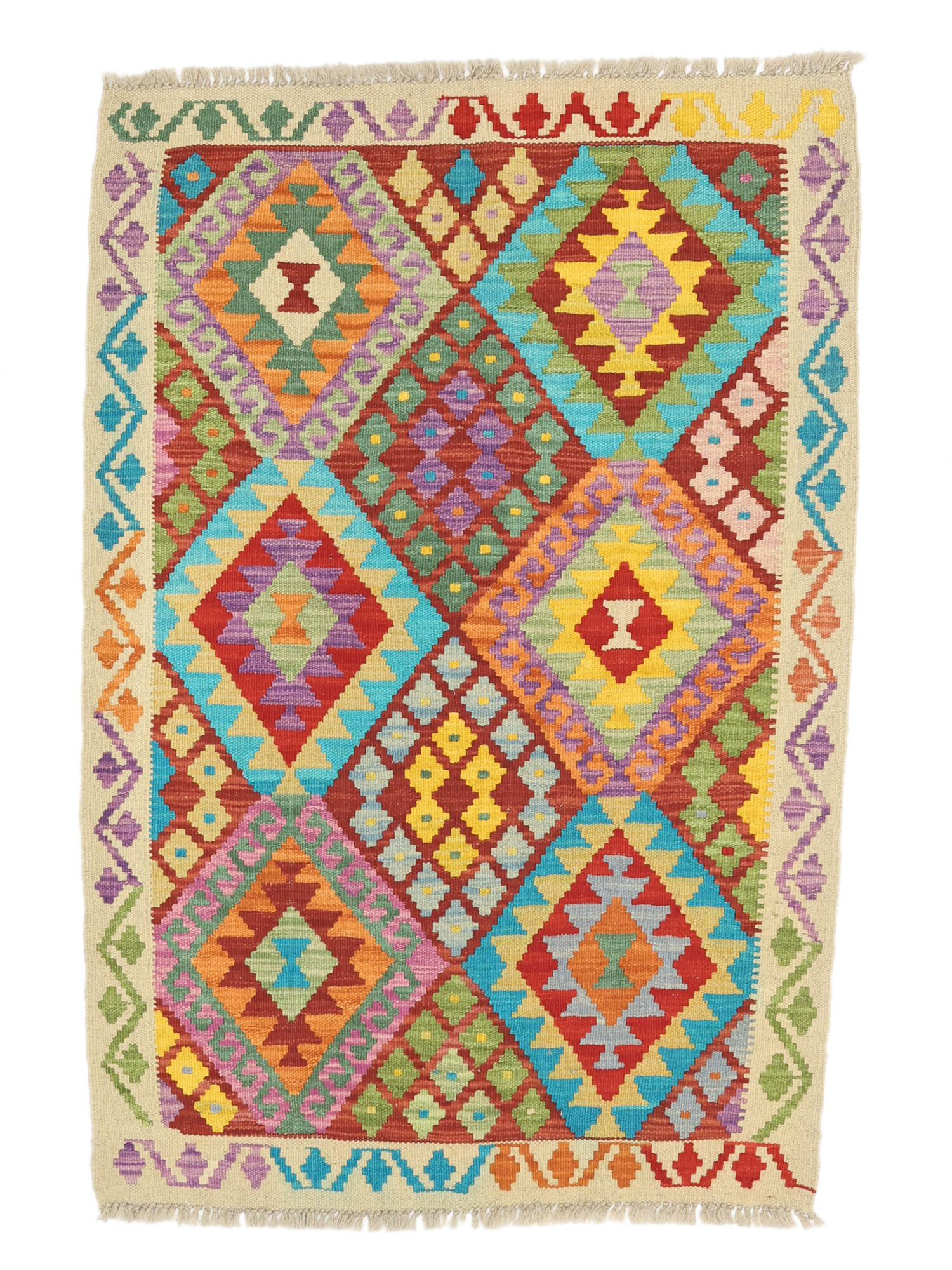 Kelim Afghan Old Stil Teppich 90×132