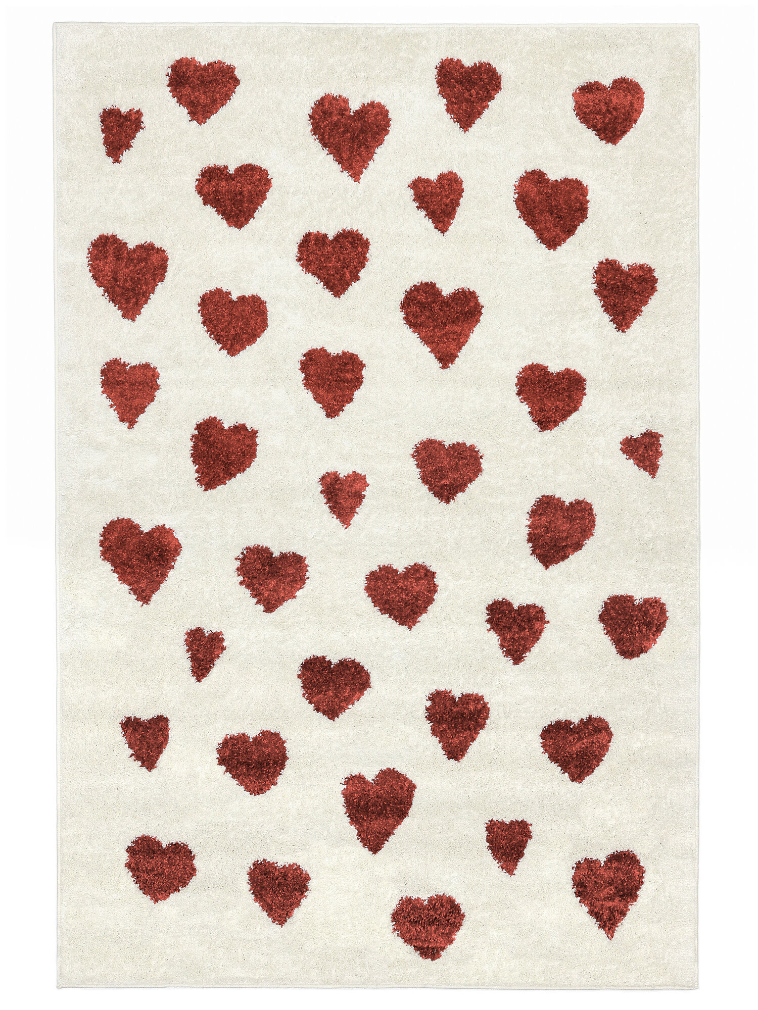 Heartbeat Matta - Off white / Röd 140x200