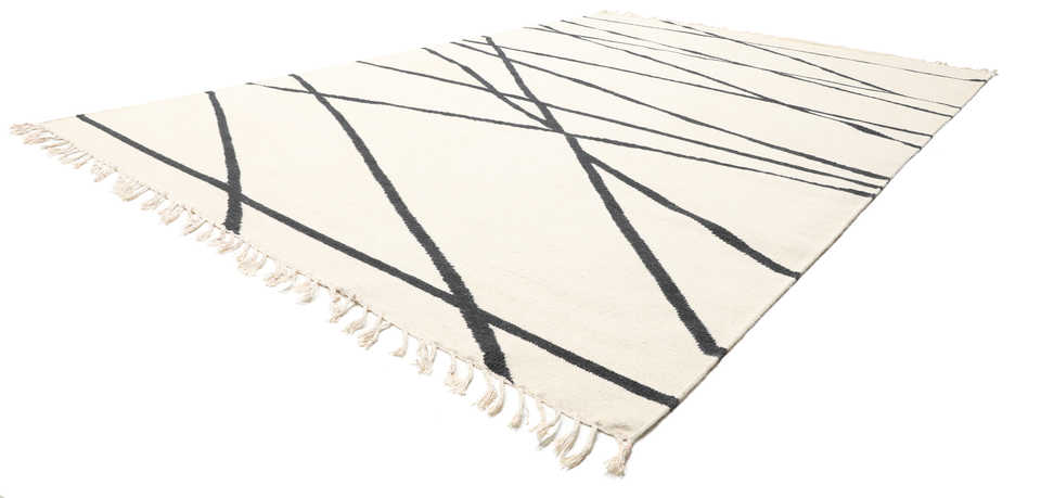 Cross Lines Tappeto - Bianco sporco / Nero 250x350 - CarpetVista