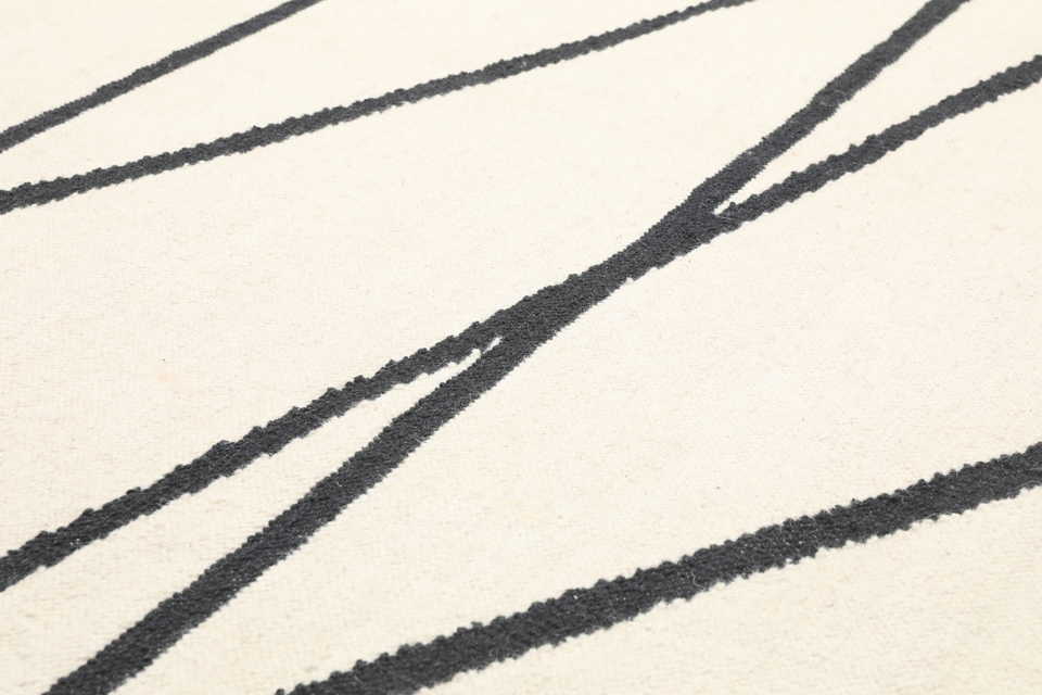 Cross Lines Tappeto - Bianco sporco / Nero 250x350 - CarpetVista