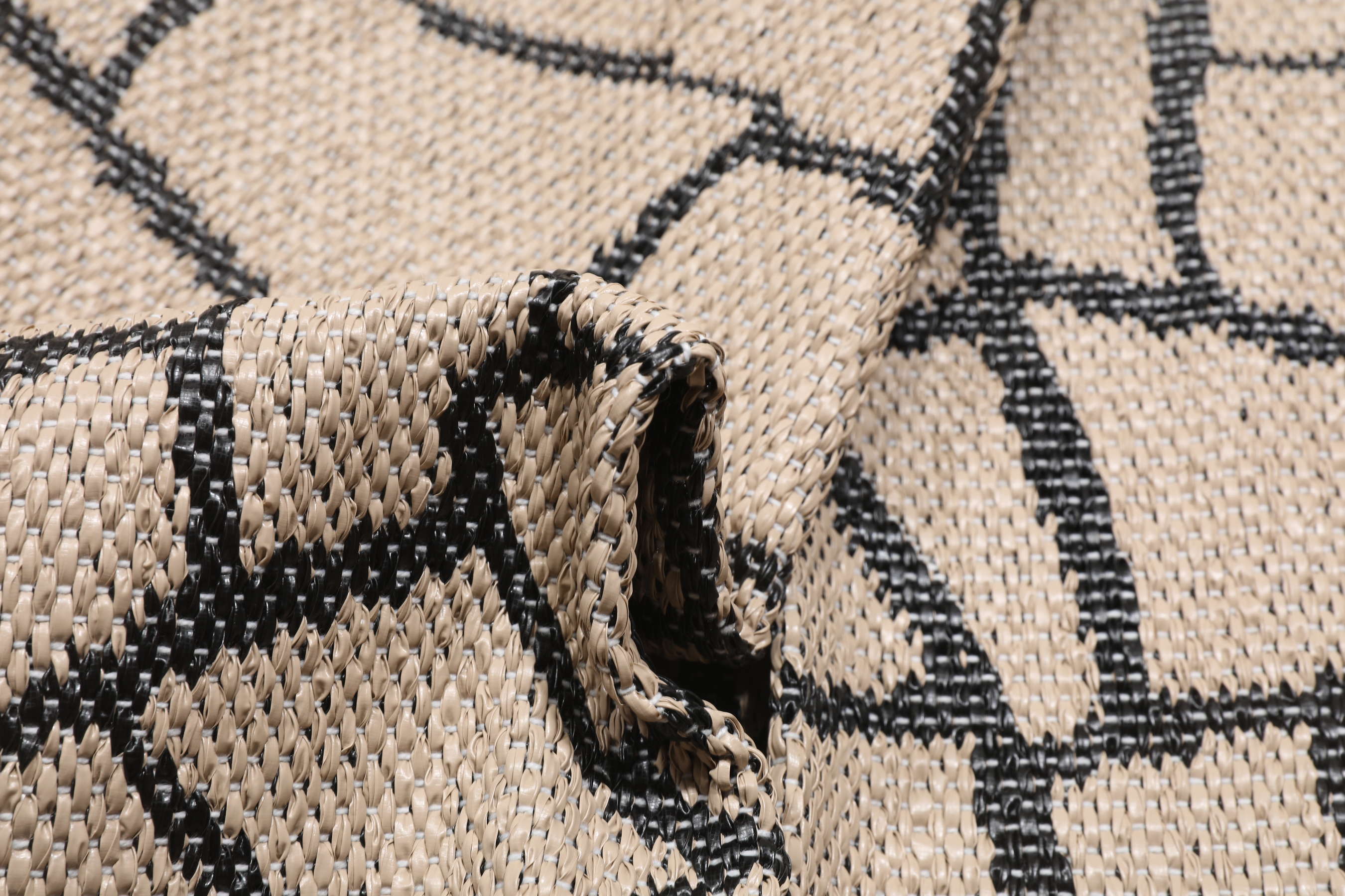 Terrazzo - Beige / Black, Runner 70 x 350 cm Plastic Rug - Rugvista