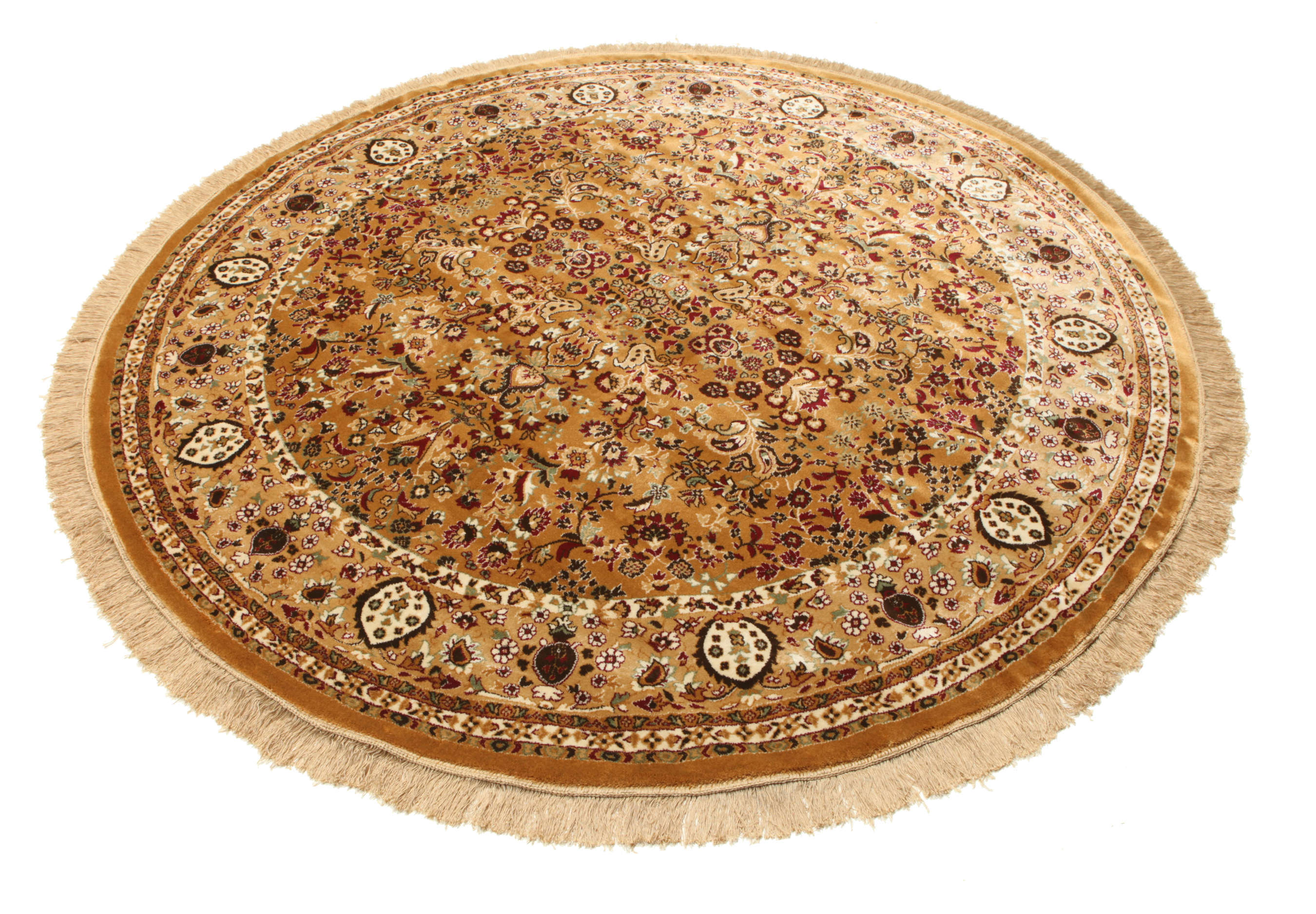 Tapis Ronde Vintage Style Oriental - Ø190cm - Poils Ras Marron - Parfait Salon, Chambre Ou Bureau