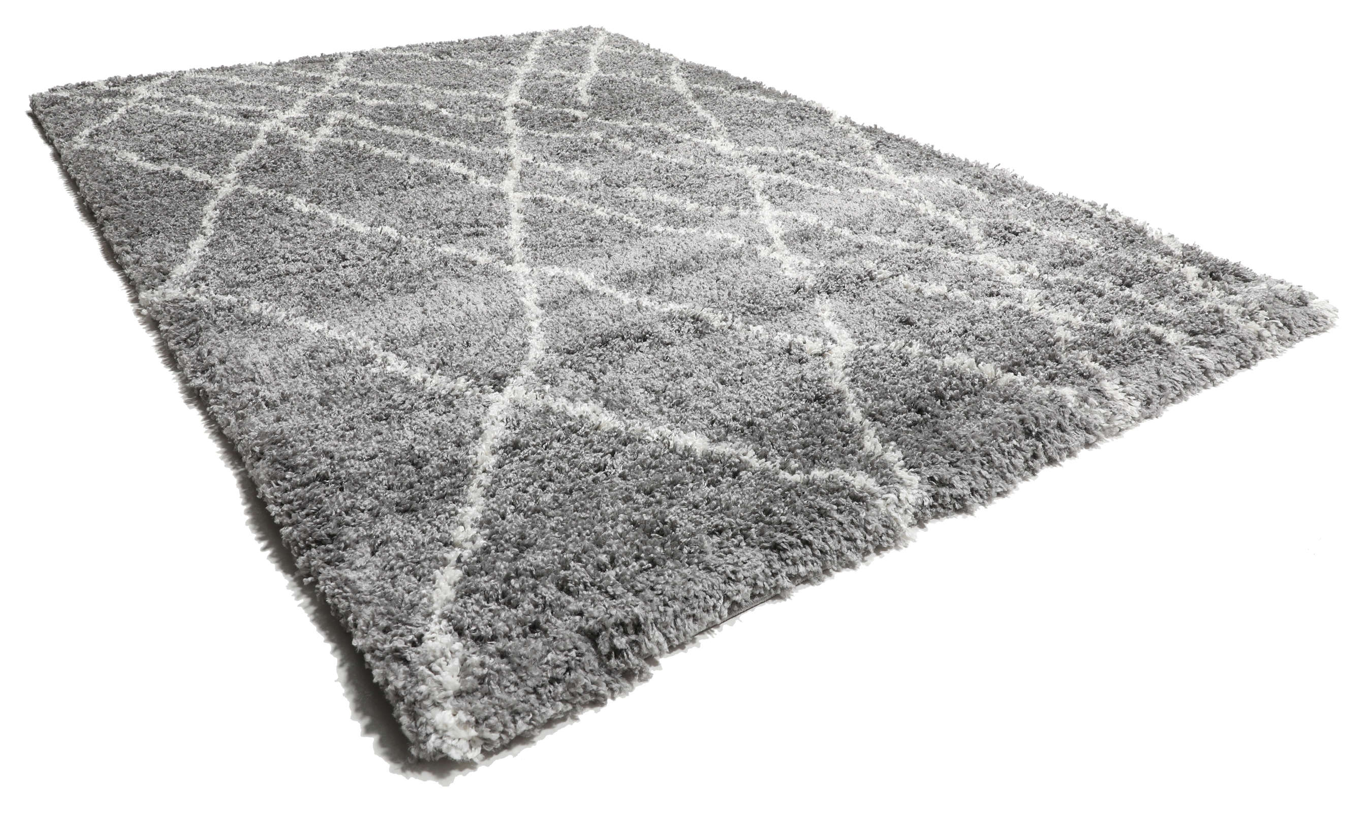 Shaggy Tangier Grey / White 140 x 200 cm Rug Rugvista