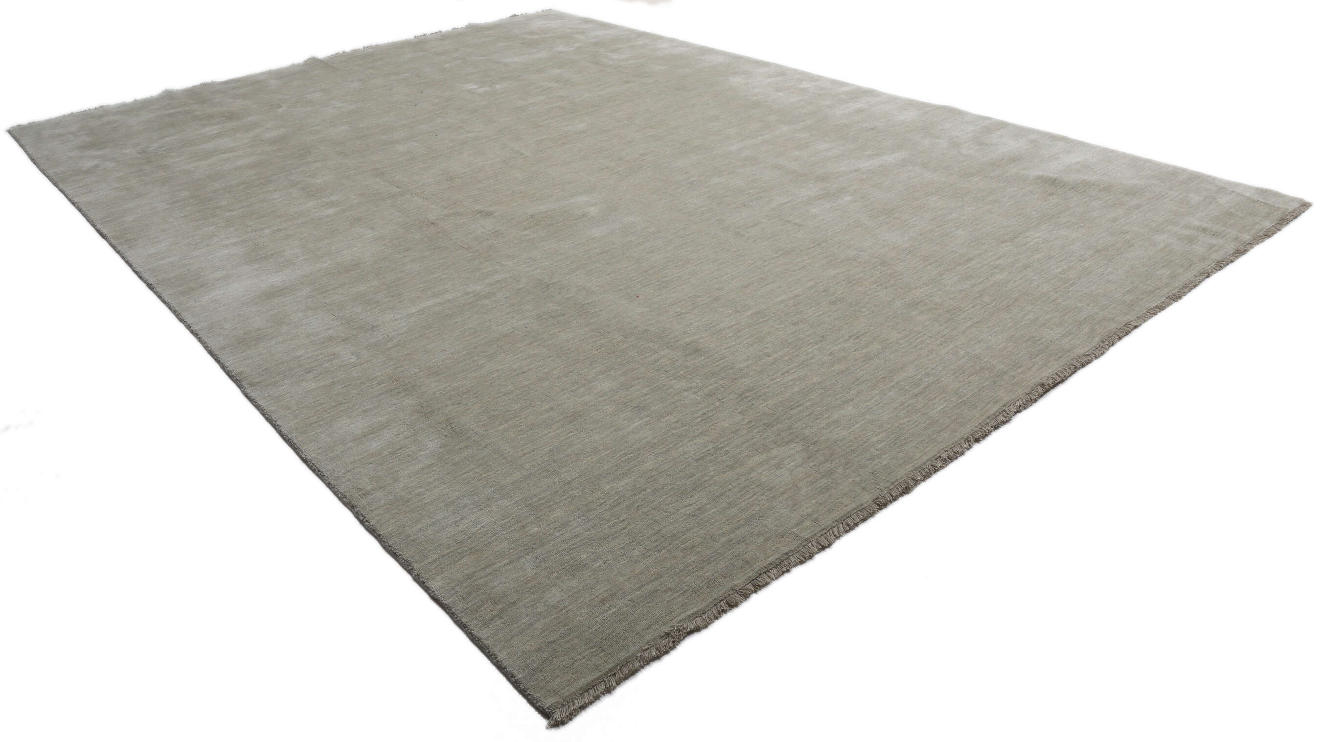 Handloom fringes - Light Green / Grey 300 x 400 cm Wool Rug - Rugvista