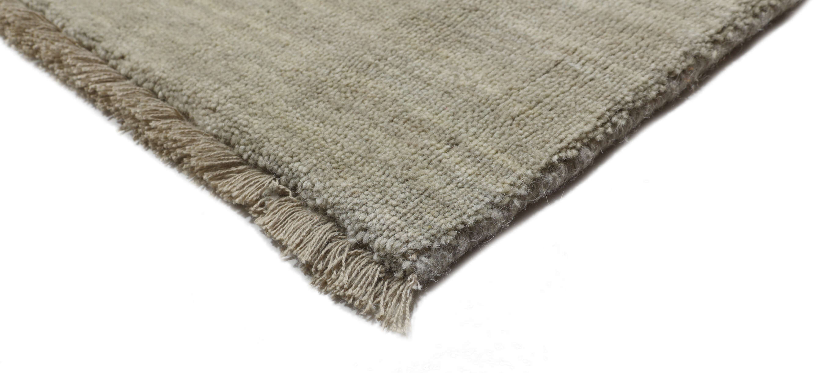 Handloom fringes - Light Green / Grey 300 x 400 cm Wool Rug - Rugvista