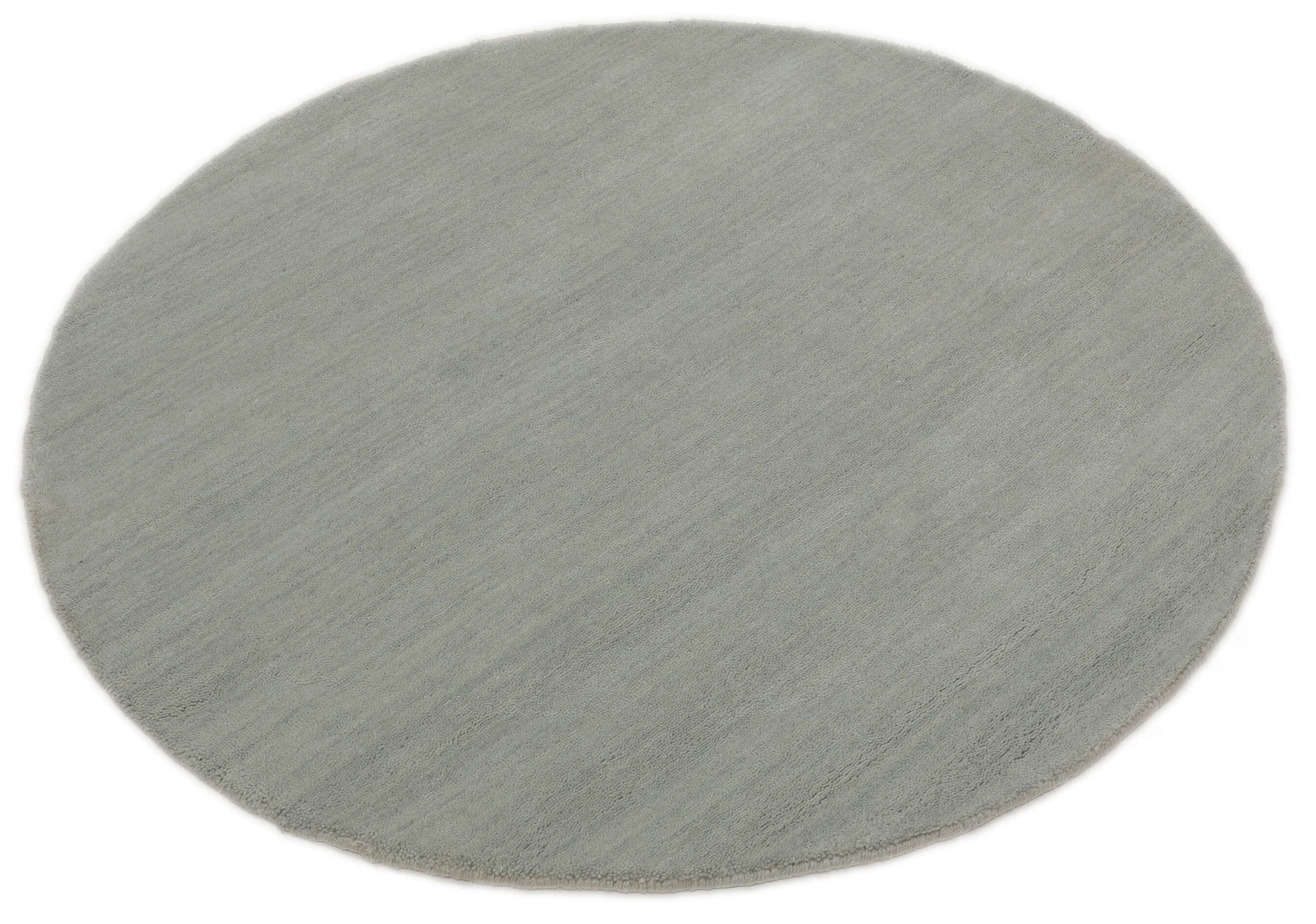 Handloom Light Teal, Round Ø 100 cm Wool Rug Rugvista