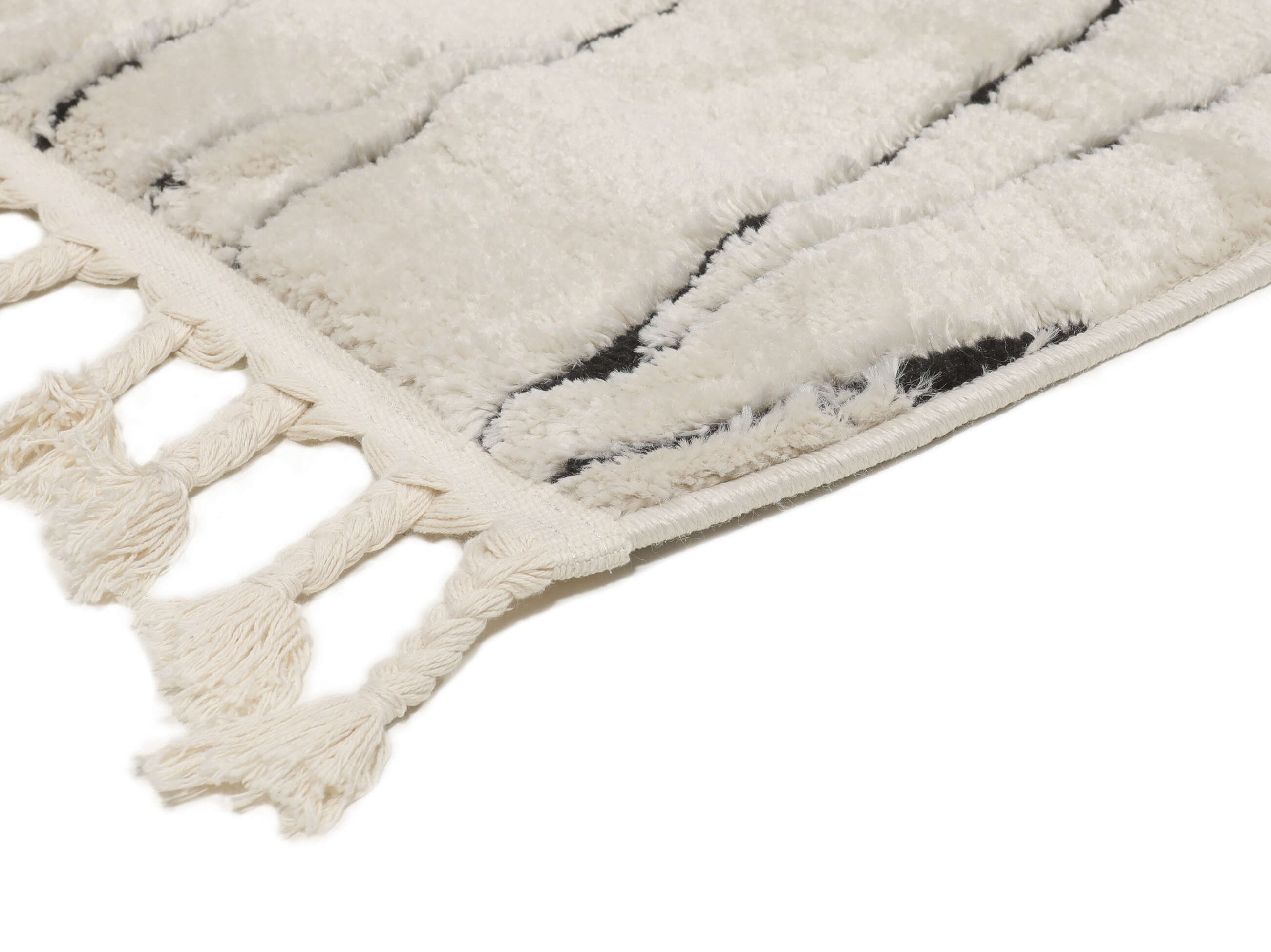 Rugvista Essential Kenitra クリームホワイト / ブラック 160 x 230 cm 絨毯 Rugvista