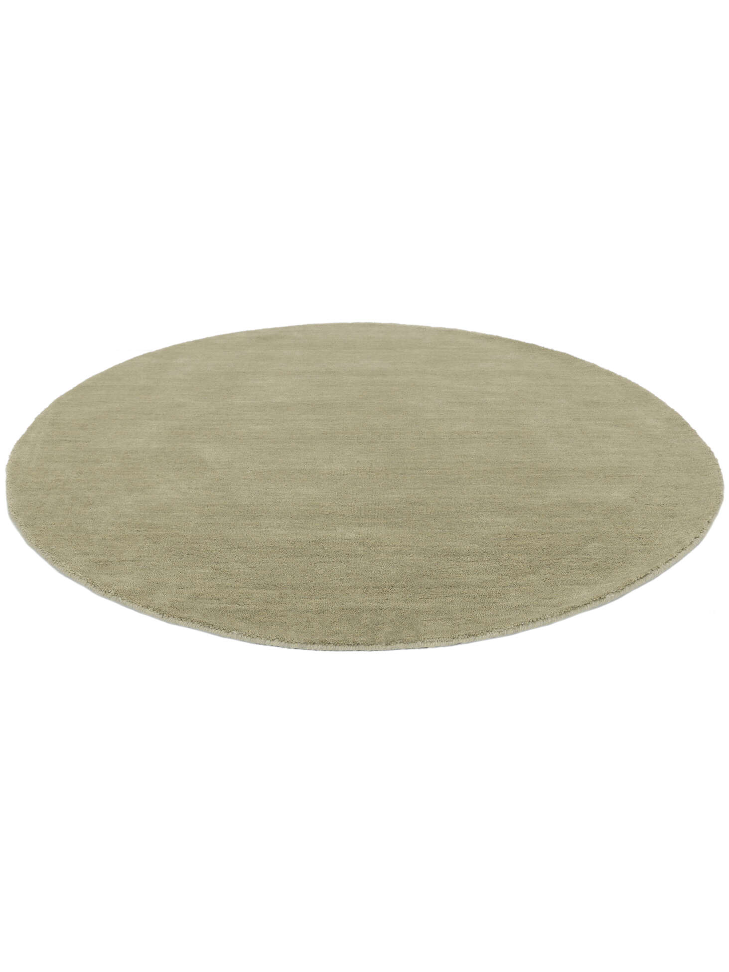 Handloom Light Green / Grey, Round Ø 200 cm Wool Rug Rugvista