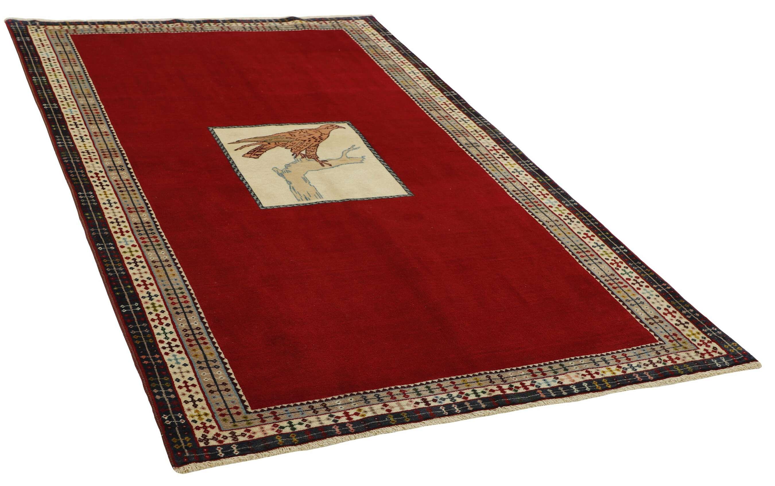 
    Kashghai Old pictorial - Dark red - 137 x 230 cm
  