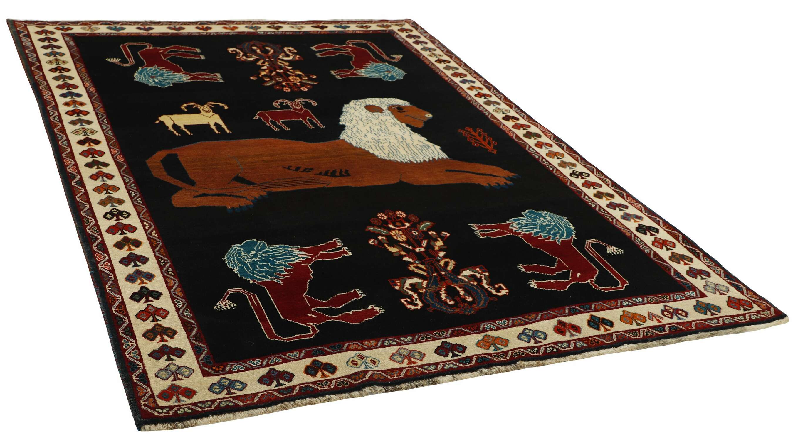 
    Kashghai Old pictorial - Black - 173 x 243 cm
  