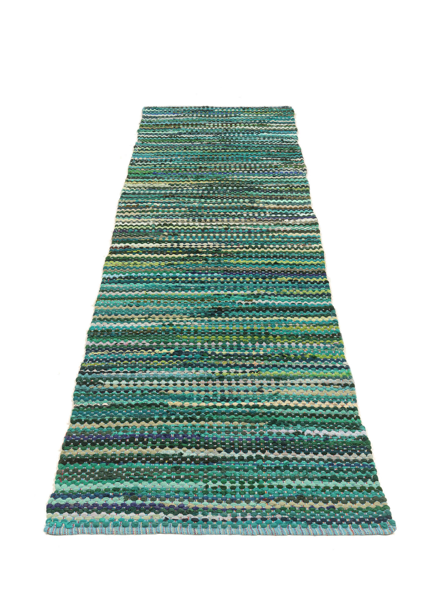 Ronja - Mehrfarbig / Türkis, Läufer 80 x 350 cm Baumwollteppich - Rugvista