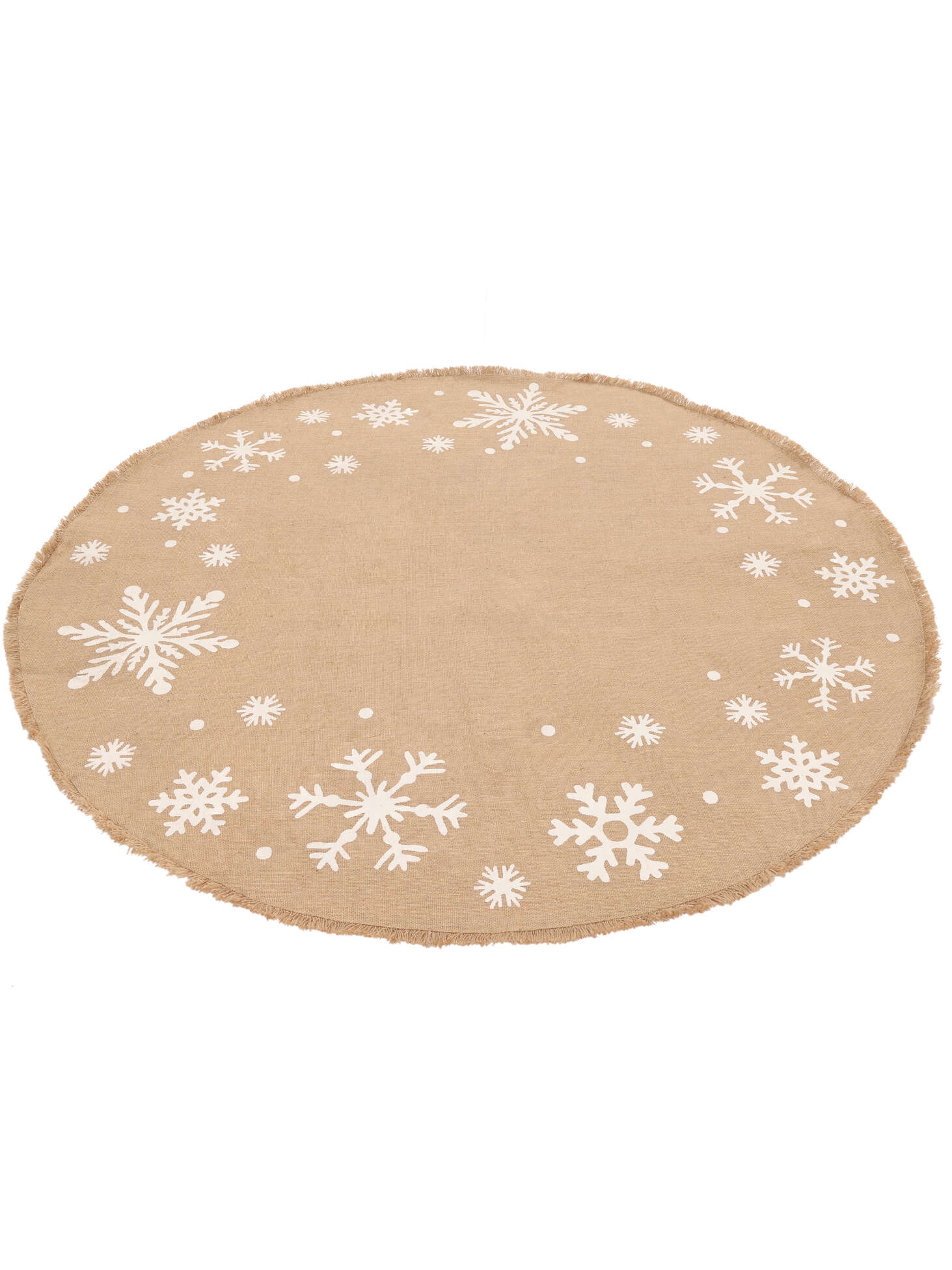 Rugvista Essential - Snowflakes - Beige / White, Round Ø 120 cm Jute ...