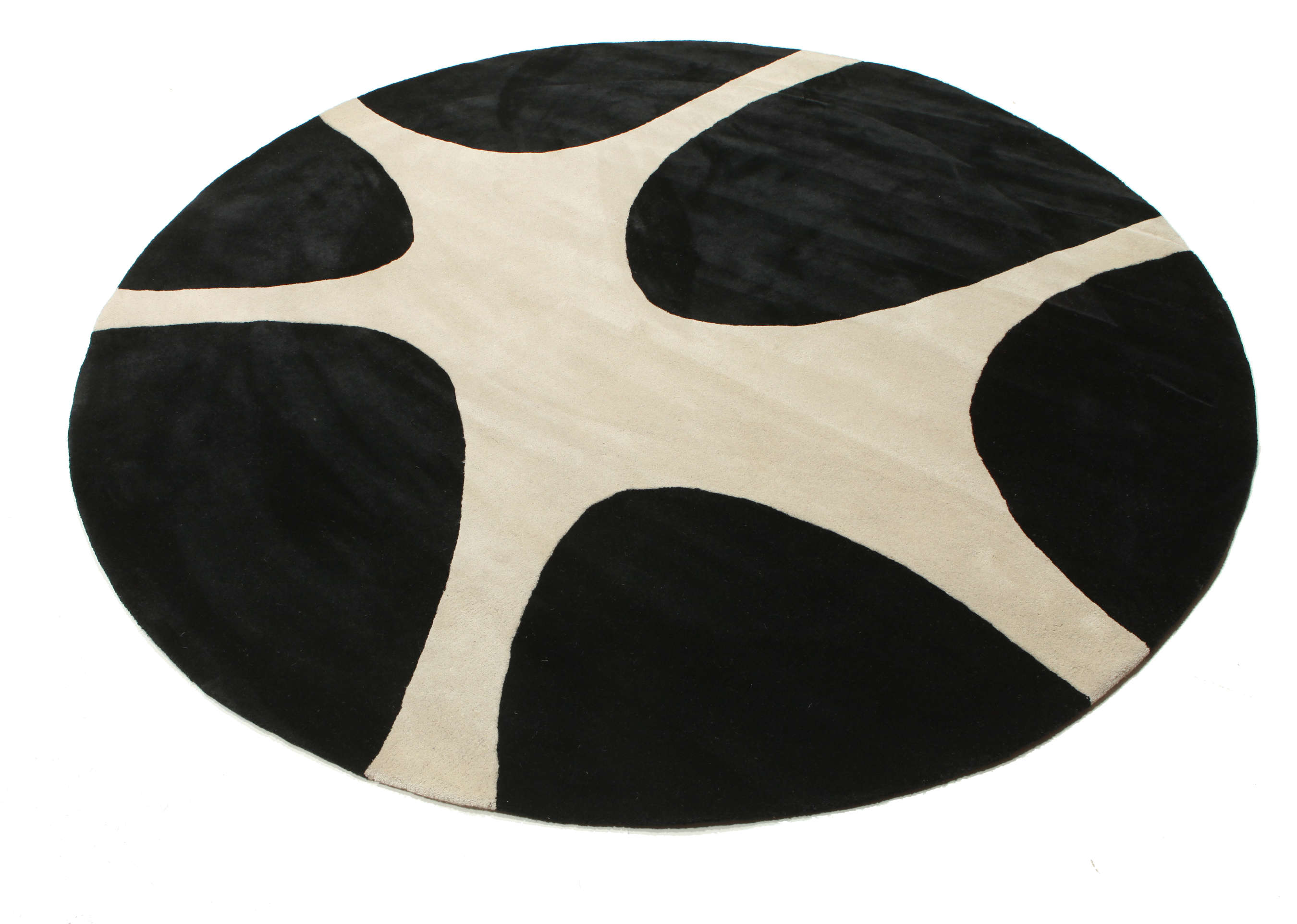 Circular Stone Rug Stones Handtufted - Black, Round Ø 225 cm Wool Rug - Rugvista
