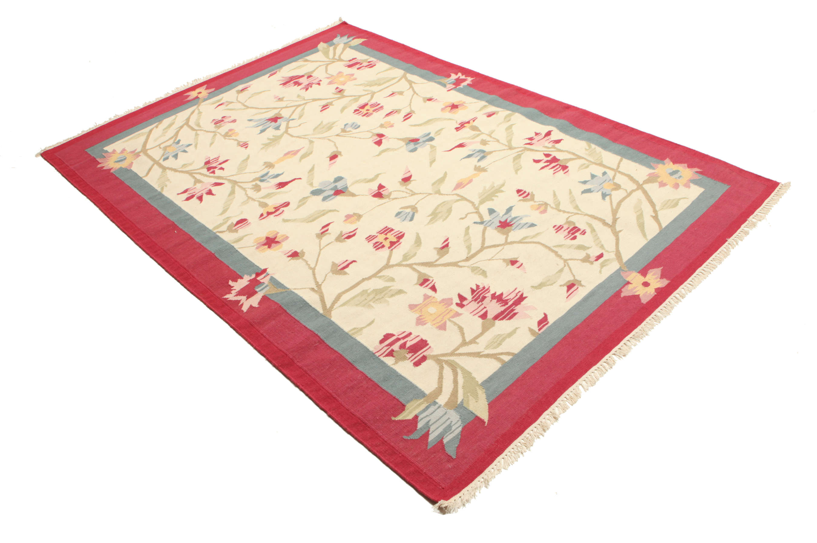 Kilim Dhurrie Keya - Branco Creme / Vermelho 170 x 240 cm Tapete Lã ...
