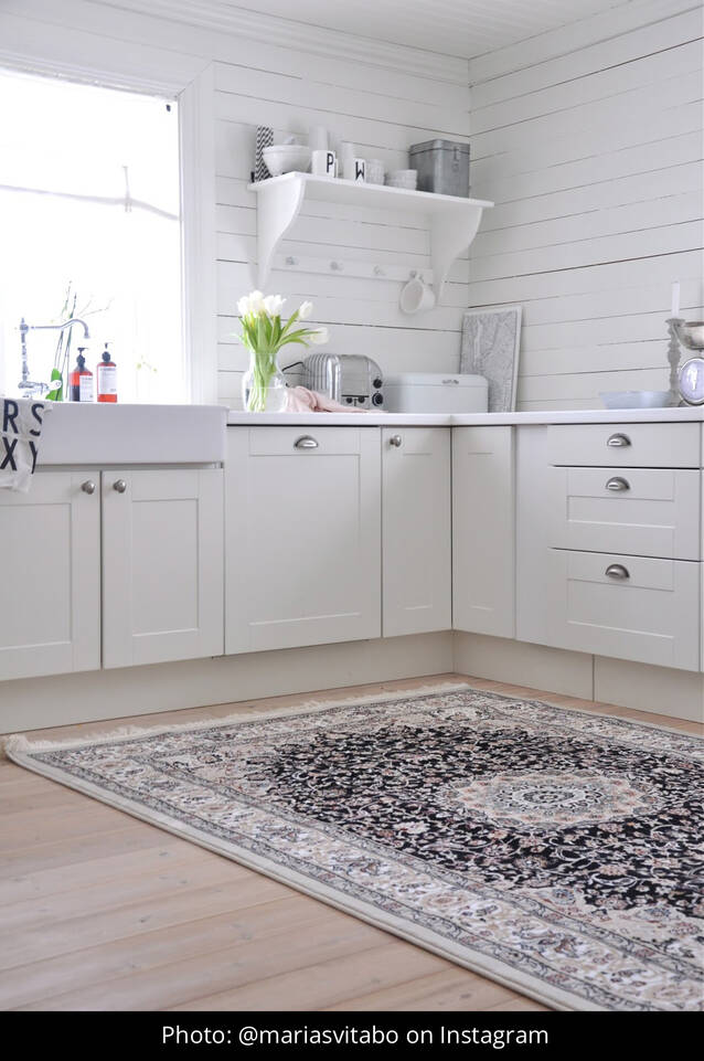 White  kaplan negin mashad oriental -  Carpet in a kitchen.