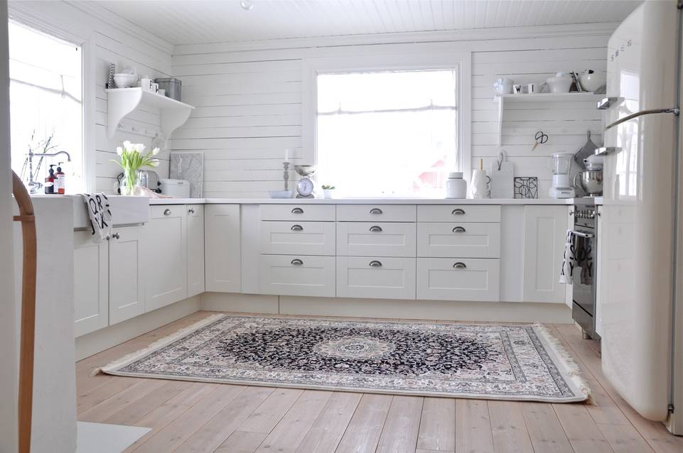 White  kaplan negin mashad oriental -  Carpet in a kitchen.