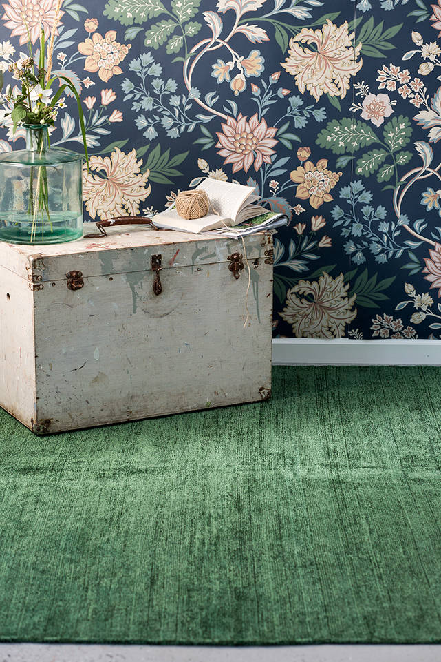 Green  kilim chenille -  Carpet in a hallway.