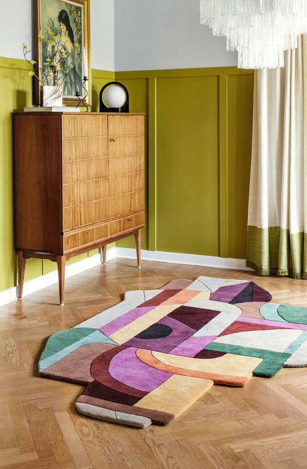 White runner handtufted -  Carpet in a living room.