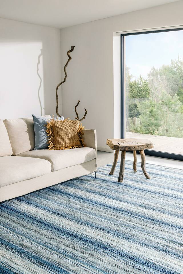 Niebieski,  dywan cotton dorri w duży pokój.