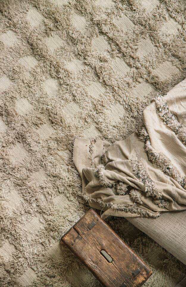 White  kilim modern -  Carpet in a living room.