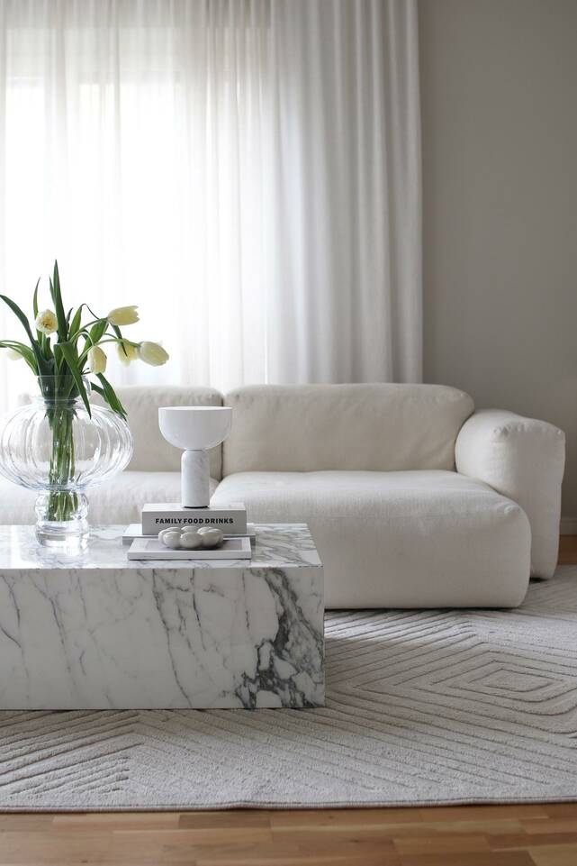 White  anatolian canyon -  Carpet in a living room.