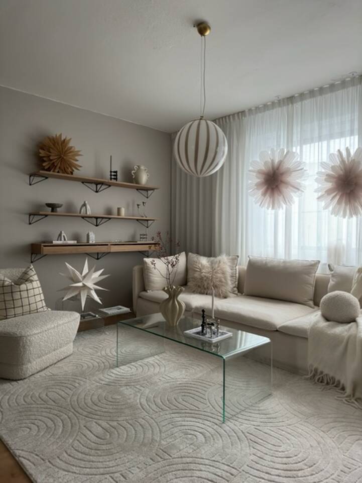 White  milano pp jute -  Carpet in a living room.