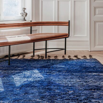 TAPISO Mono Tappeto per Corridoio Ingresso a Pelo Basso Moderno Blu Scuro  Uni Interiore Esteriore OEKO-TEX 80 x 420 cm