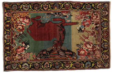 オメル・カヤム絵画ペルシャ絨毯/サイズ:107x170cm…. uk15。 絵画絨毯