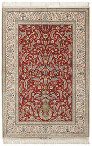  イスファハン 絹の縦糸 署名: Kheyri 絨毯 151X226 ペルシャ 薄い灰色/ベージュ 小 
