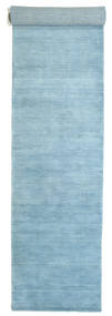  80X400 Uni Petit Handloom Tapis - Bleu Clair Laine