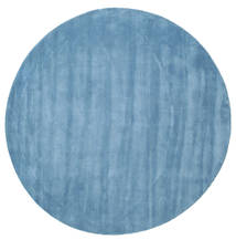 Handloom Ø 250 大 ライトブルー 単色 ラウンド ウール 絨毯