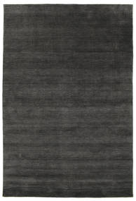 200X300 単色 ハンドルーム 絨毯 - ブラック/グレー ウール
