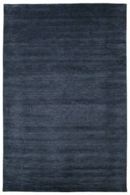  200X300 Enkeltfarvet Handloom Tæppe - Mørkeblå Uld