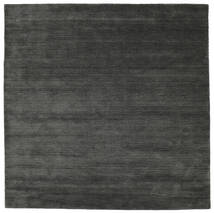 Handloom 200X200 Schwarz/Grau Einfarbig Quadratisch Wollteppich