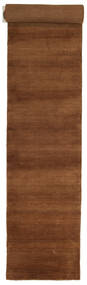  80X500 Plain (Single Colored) Small Handloom Rug - Brown Wool