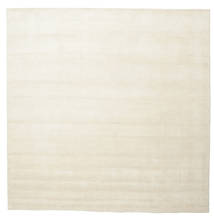 Handloom 300X300 Grande Marfim Branco Cor Única Quadrado Tapete Lã