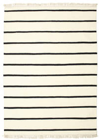  160X230 Striped Dhurrie Stripe Rug - White/Black Wool