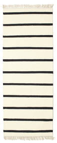  70X190 Listrado Pequeno Dhurrie Stripe Tapete - Branco/Preto Lã