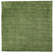 Handloom 300X300 大 グリーン 単色 正方形 ウール 絨毯