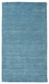  90X160 Einfarbig Klein Handloom Teppich - Hellblau Wolle